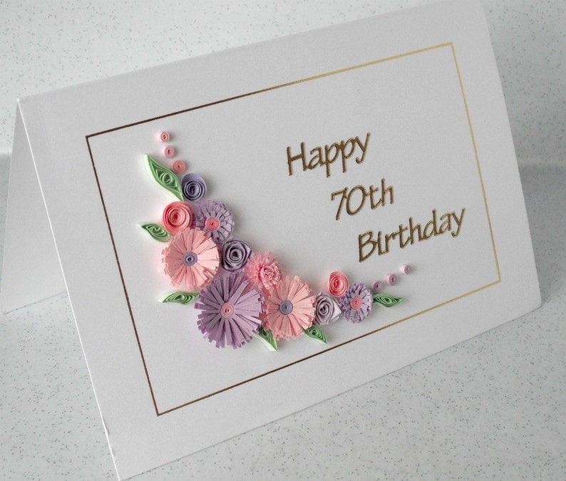 Handmade quilled 70th birthday card, any age 60th, 80th, 90th, 100th image 3