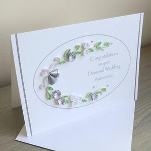 Carte 60e anniversaire, noces de diamants, papier quilling