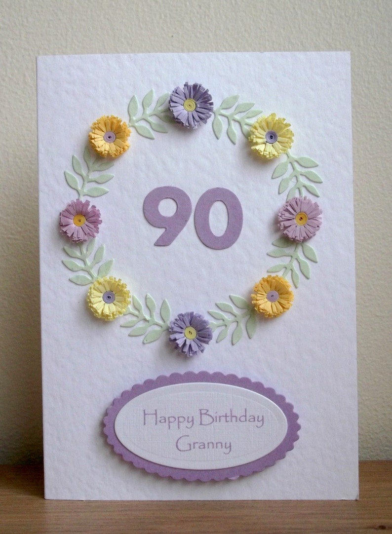 Handmade 90th card granny birthday personalised can be for