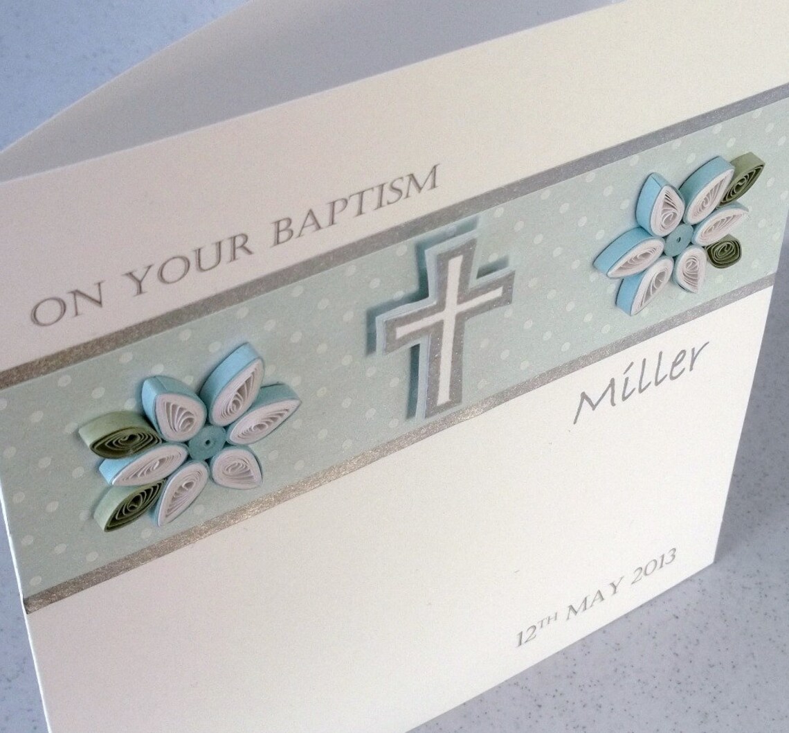 Handmade Quilled Baptism or Christening Card for a Baby Boy or Etsy