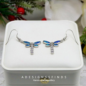Opal Dragonfly Earrings - Small Opal Dragonfly Stud Earrings