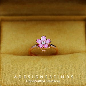 S925 Silver Cherry Blossom Spinning Ring, Flower Ring
