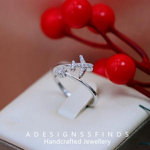 S925 Sterling Silver Airplane - shaped Open - end Ring, Pandora Style