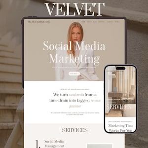 Tema VELVET de WordPress para agencias y coaches / Tema hijo Kadence / Plantilla web para freelancers / Tema web de marketing / Portafolio