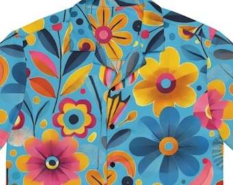 Hawaiian Shirt Men’s Tropical Floral Aloha Shirt Lightweight Casual Vacation Summer Beachwear