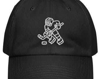 Embroidered Hockey Player Hat: Adjustable Baseball Cap