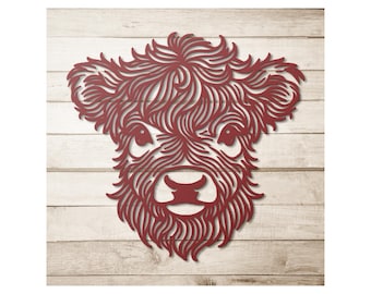 Highland Calf Metal Wall Art: Rustic Farmhouse Nursery Decor