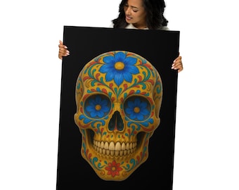 Sugar Skull Metal Print, Day of the Dead Art, Mexican Halloween Decor