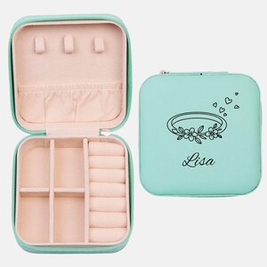 gift for women Personalized Mini Jewelry Organizer Travel Case for Earrings & Rings Compact Portable Storage Box
