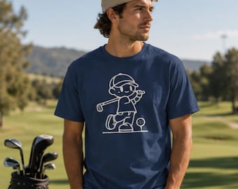 Minimalist Golf Swing T-Shirt: Ring-Spun Cotton Golf Player Tee