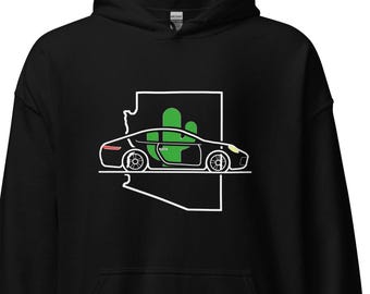 Cactus Car Hoodie: Desert Road Trip Pullover - Southwestern Apparel