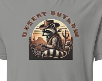 Raccoon Lover Gift Western Graphic Funny Animal Rustic Tee, Country Humor Cowboy T-Shirt