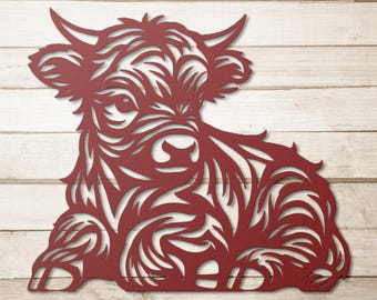 Highland Cow Metal Wall Art Rustic Farmhouse Decor Animal Silhouette