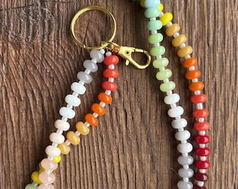Rainbow Glass Bead Teacher Lanyard