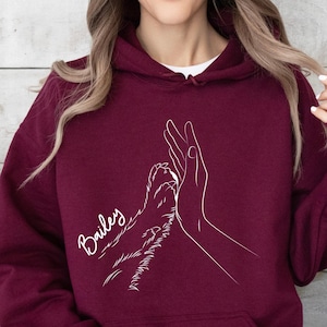 Custom Human Hand and Paw Sweatshirt, Dog Paw Animal Lover Sweatshirt, Dog Owner Gift, Fur Mama Hoodie, Dog Lover Gift, Dog Mom Shirts