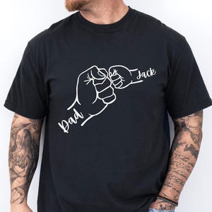 Comfort Colors® Dad and Kids Fist Bump Shirt, Personalized Dad Shirt, Fathers Day Gift, Custom Grandpa Tee, Papa Hand With Kids Name Shirt