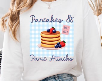 Sweatshirt pannenkoeken en paniekaanvallen, grappige hoodie geestelijke gezondheid, sarcastische hoodie geestelijke gezondheid, hoodie angst, hoodie geestelijke gezondheid, hoodie geestelijke gezondheid