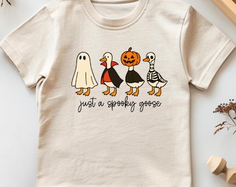 Just a Spooky Goose Kids Shirt, Funny Halloween Goose Onesie, Cute Fall Goose Toddler Tee, Silly Goose Halloween Shirt, Spooky Season Tee