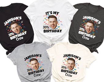 Camiseta divertida de cumpleaños a juego, camisetas con foto de cumpleaños, camiseta grupal de cumpleaños a juego, camiseta de cumpleaños con cara personalizada, camiseta con foto personalizada