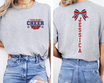 Custom Cheer Team Name Shirt, Personalized Cheerleader Tee, Cheer Mom Shirt, Cheerleader Gift, Game Day Shirt, Cheer Competition Shirt