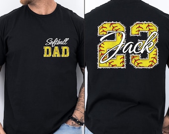 Custom Softball Dad Shirt, Personalized Softball Shirt, Softball Dad T-shirt, Game Day Shirt, Softball Lover Shirt, Gift For Dad Shirt