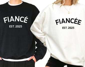 Custom Fiance and Fiancee Sweatshirt, Custom Engagement Hoodie, Engagement Couple Gifts, Matching Engagement Sweatshirt, Future Wife Gift