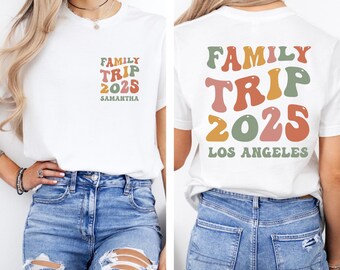 Chemise de voyage en famille personnalisée, T-shirt avec nom et lieu de voyage personnalisé, T-shirt de voyage en famille, Chemises de vacances en famille, T-shirt de voyage en famille, T-shirt de famille assorti