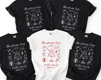 Comfort Colors® Custom Family Christmas Crew Shirts, Matching Family Name Christmas Tee, Group Christmas Shirts, Personalized Family Tees