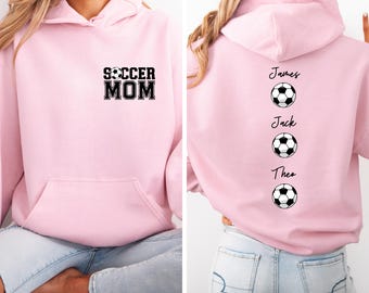 Custom Soccer Mom Sweatshirt, Personalized Mom Hoodie, Mother’s Day Gift, Soccer Mom Sweatshirt, Custom Kids Names Shirt, Game Day Hoodie