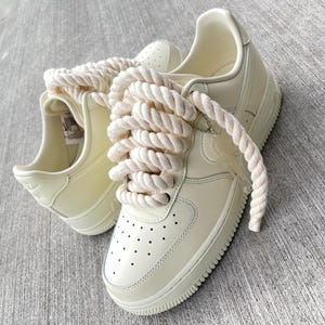 Custom Cream Tan Air Force 1: Chunky Rope Laces AF1