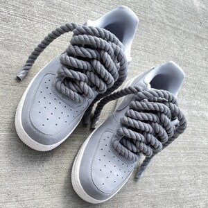 custom grey and white af1 with rope laces