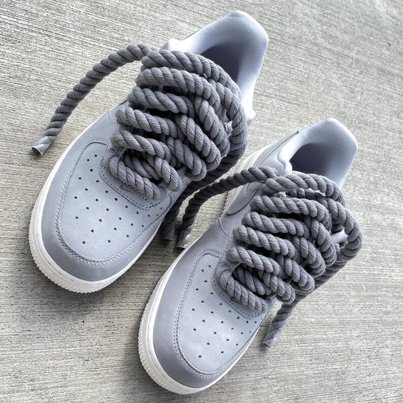 custom grey and white af1 with rope laces