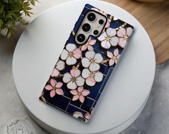 Japanese Cherry Blossom Mosaic Phone Case | iPhone 16 Pro Max Case iPhone 15 14 13 12 11  Pro/Pro Max/Plus | Samsung Galaxy | MagSafe