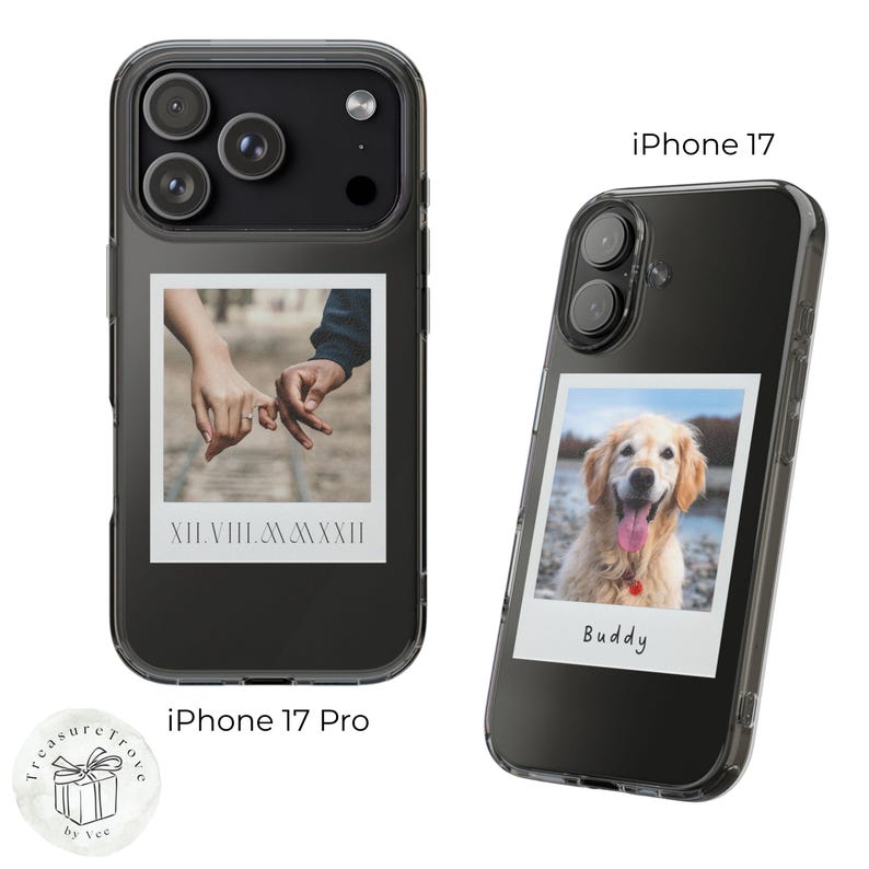 Custom Phone Case Photo | iPhone 17 Pro Skin | Custom Polaroid Clear Cell Phone Case | Valentines Day Phone Case | Clear Case For iPhone image 2