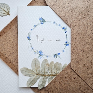 Karte "ForgetMeNot" Aquarell gemalt, besondere Grußkarte zum Geburtstag, Hochzeitstag Muttertag, Blumen Jubiläum für Partner Ehefrau Ehemann
