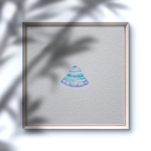 Aquarelle Shell No. 1, image miniature, peinte à la main et originale, art mural carré nautique, cadeau d’anniversaire mère petit ami petite amie
