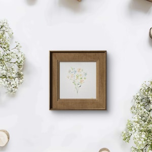 10 x 10 cm "Bouquet No. 1" Tarjeta de pintura floral de acuarela Día de San Valentín Decoración de pared Regalo Madre Abuela Inauguración de la casa Arte Sala de estar Dormitorio
