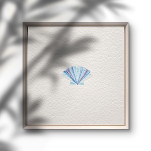 Aquarelle Coquillage n° 2, image miniature, peinte à la main et originale, art mural carré nautique, cadeau d’anniversaire mère petit ami petite amie