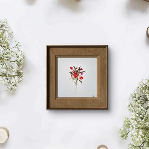 10x10cm "Rosenstrauß" Aquarell Blumengemälde Karte Valentinstag Muttertag Wanddeko, Geschenk Mutter Housewarming Art Wohnzimmer Schlafzimmer