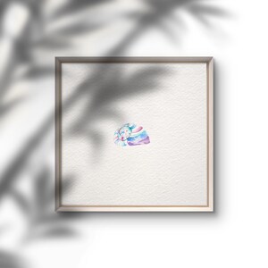 Aquarelle Shell No. 4, image miniature, peinte à la main et originale, art mural carré nautique, cadeau d’anniversaire mère petit ami petite amie