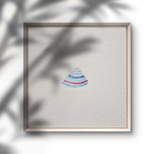 Aquarelle Shell No. 3, image miniature, peinte à la main et originale, art mural carré nautique, cadeau d’anniversaire mère petit ami petite amie