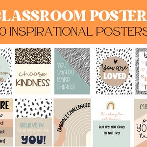 Classroom Motivational Posters | Motivational Classroom Posters Set: Inspiring Messages for Learning, Kindness, and Growth