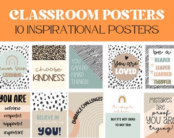 Classroom Motivational Posters | Motivational Classroom Posters Set: Inspiring Messages for Learning, Kindness, and Growth