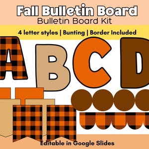 Orange Plaid Fall Bulletin Board Kit | Editable Letters, Bunting & Borders | Fall and Autumn Kit | Classroom Decor Kit | Editable