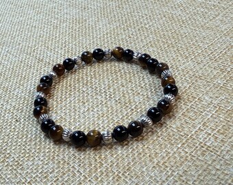 Tigers Eye & Onyx Beaded Bracelet
