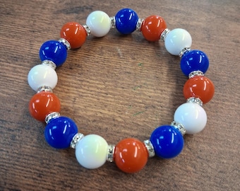 Red, White, and Blue Beaded Bracelet 8"