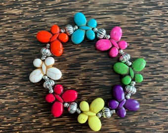 Pulseras de mariposa howlite multicolor para adultos y/o niños