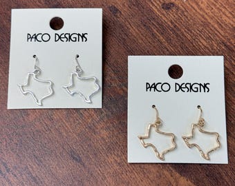 Small Hammered Texas Outline Earrings