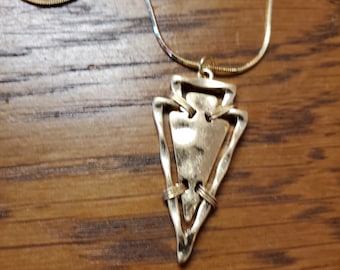 Gold Wire Wrapped Arrowhead Necklace