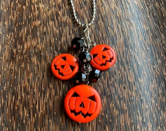 Carved Pumpkins “Dangle” Necklace